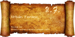 Urbán Ferenc névjegykártya